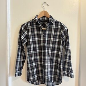 J. Crew Plaid Button Down Shirt - Navy and White